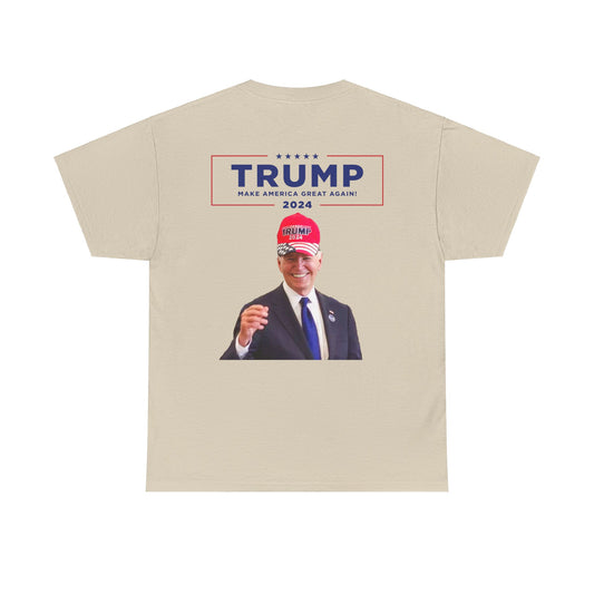 Trum 2024 Biden Wearing Trump Cap Hat, Funny Moment, Meme, 2 sides, Unisex, Shirt for Republicans, Full Colors, Full Sizes, For Men, For Women